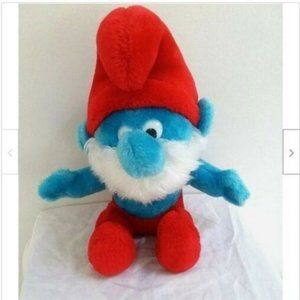 Vintage Stuffed PAPA Smurf Plush Animal Toy Movie Cartoon TV Figure 1979